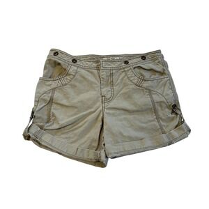 Vintage Y2K‎ Free People Khaki utility mini roll cuff shorts  Size 6